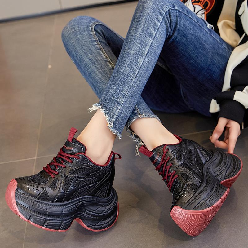 Inner height increase 12 new breathable dad shoes thick-soled mesh small sports and leisure shoes A