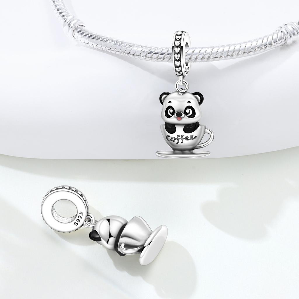 Copper Panda Coffee Animal Beads Original Pendants Bracelet Charm Jewelry Party Diy Trendy Gifts