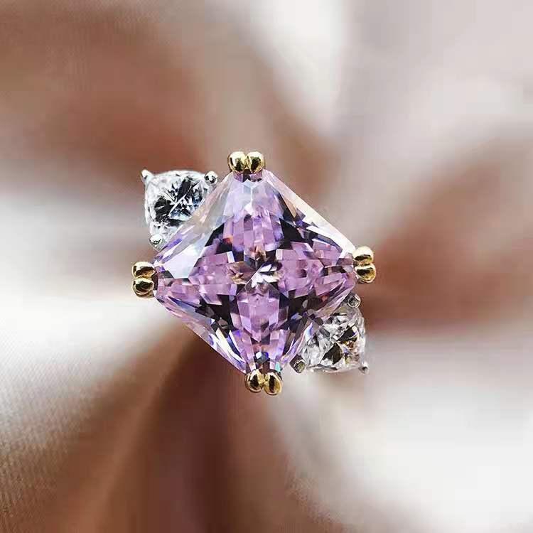 

Квадратное оранжевое треугольное кольцо с цирконом, простые нишевые производители модной одежды