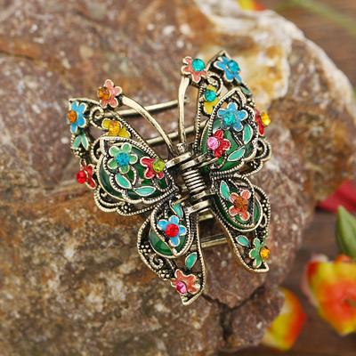 Elegant Rhinestone Butterfly Shark Hair Clip For Women And Female - Vintage Small Hair Claw With Elegant Design