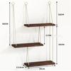 Three-Tier Macrame Hanging Shelves for Indoor Plants and Decorative Storage in Living and Bedroom Spaces