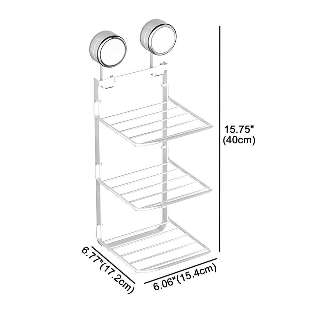 Foldable Wall Shelf Suction Cup Space-Saving Organizer 3 Tier Foldable Storage Shelves Prep Station For Kitchen Dining Room