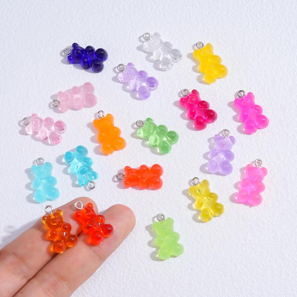 Colorful Transparent Bear Resin Pendant for DIY Jewelry and Keychains
