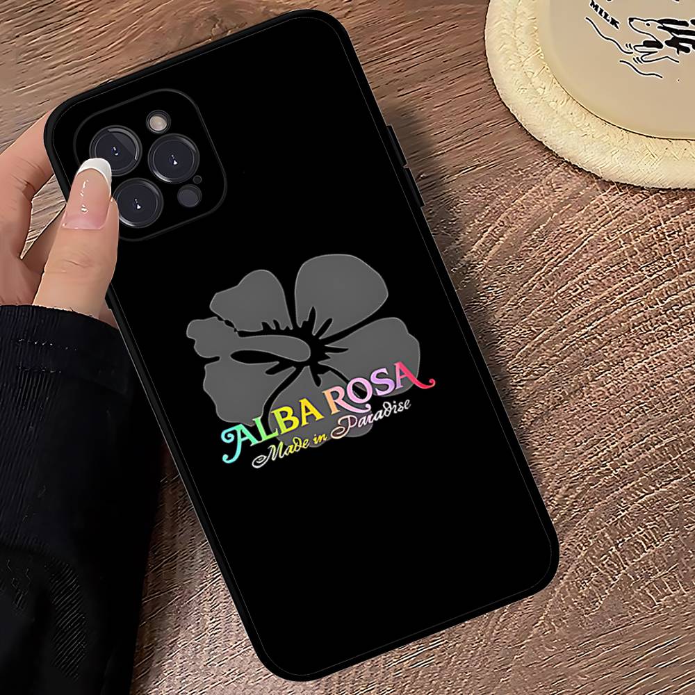 Fashion A-ALBA R-ROSA Phone Case For IPhone 17 16 15 14 13 12 11 Pro Max Plus Mini Silicone Black Cover