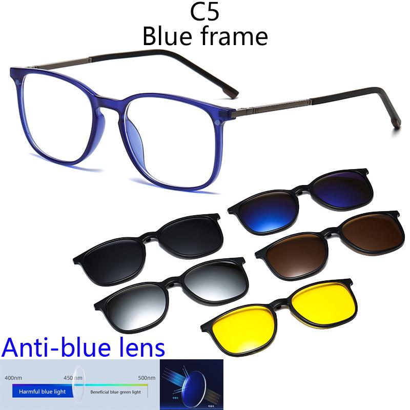 Anti Blue Light Blocking Lens Myopia Sports Magnetic Mirror Sets Polarized Square Sunglasses Sping Hunge Big Metal Frame