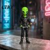 Statua di Figura Alieno con Cappuccio che Indossa Felpa con Cappuccio, Statuetta Verde Stampata in 3D, Scultura da Collezione, Decorazione Desktop Sci-Fi Regalo per Appassionati E-sport