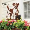 Farm Yard Landscape Art Rusty Garden Decorative Stake, Metal Chicken Sloth Pig Dog Animals Silhouette Hollow Craftsmanship Signs Sculpture for Outdoor
