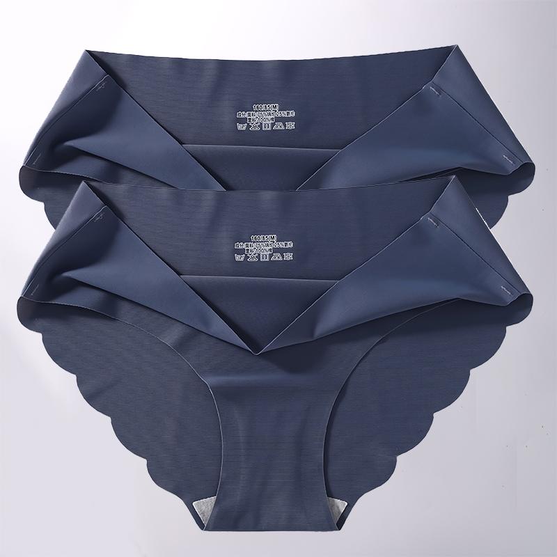 2 Stück/Set M-XL Nahtlose Eis-Seide Sexy Damen Slips Pantys 7 Unifarben Atmungsaktive Pantys Unterwäsche Für Mädchen Dessous