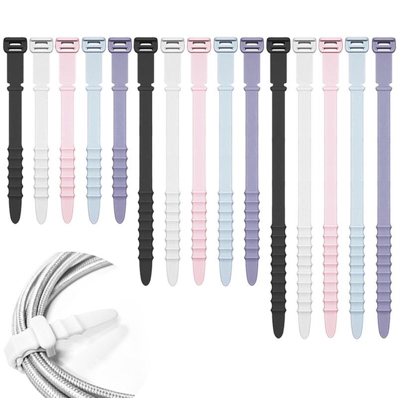 5Pcs Kabelbinder Draht Veranstalter Riemen Mehrzweck Wiederverwendbare Silikon Computer Verschluss Home Office Für Kopfhörer Elastische