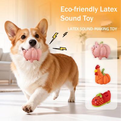 Pet Toy Latex Pig Chicken Shape Dog Teething Toy with Built-in Sound Device Relieves Boredom Separation Anxiety Chew