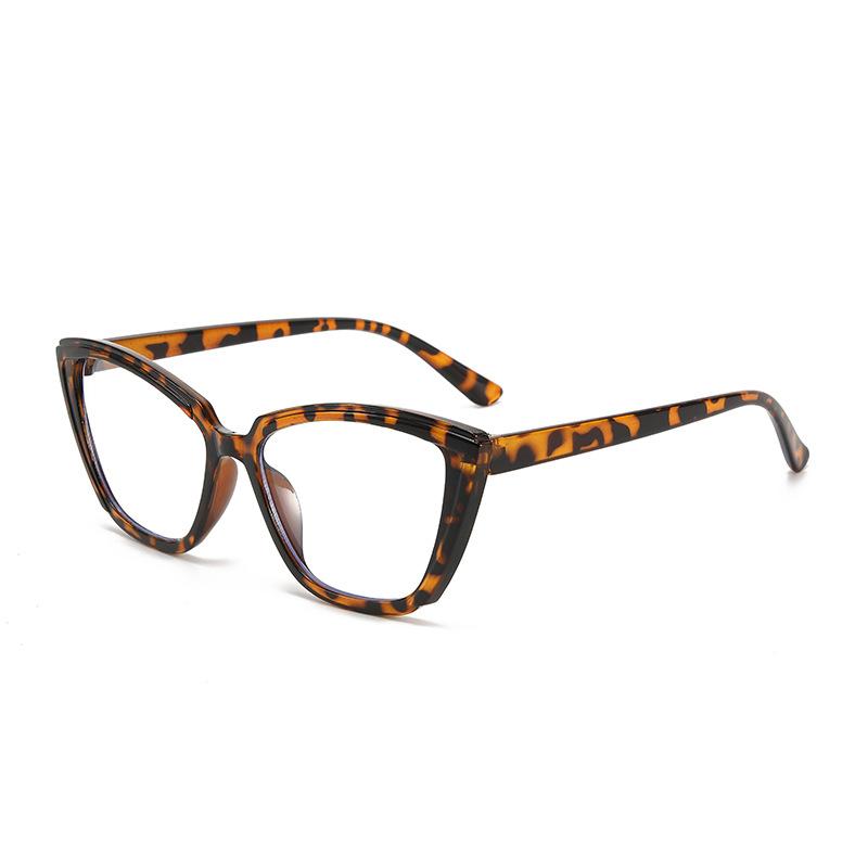 Großer Rahmen Einfache Blaulichtfilter Katzenaugenbrille Modischer Schlichter Leichter Brillenrahmen Schildpatt Leopardenmuster Flache Brille