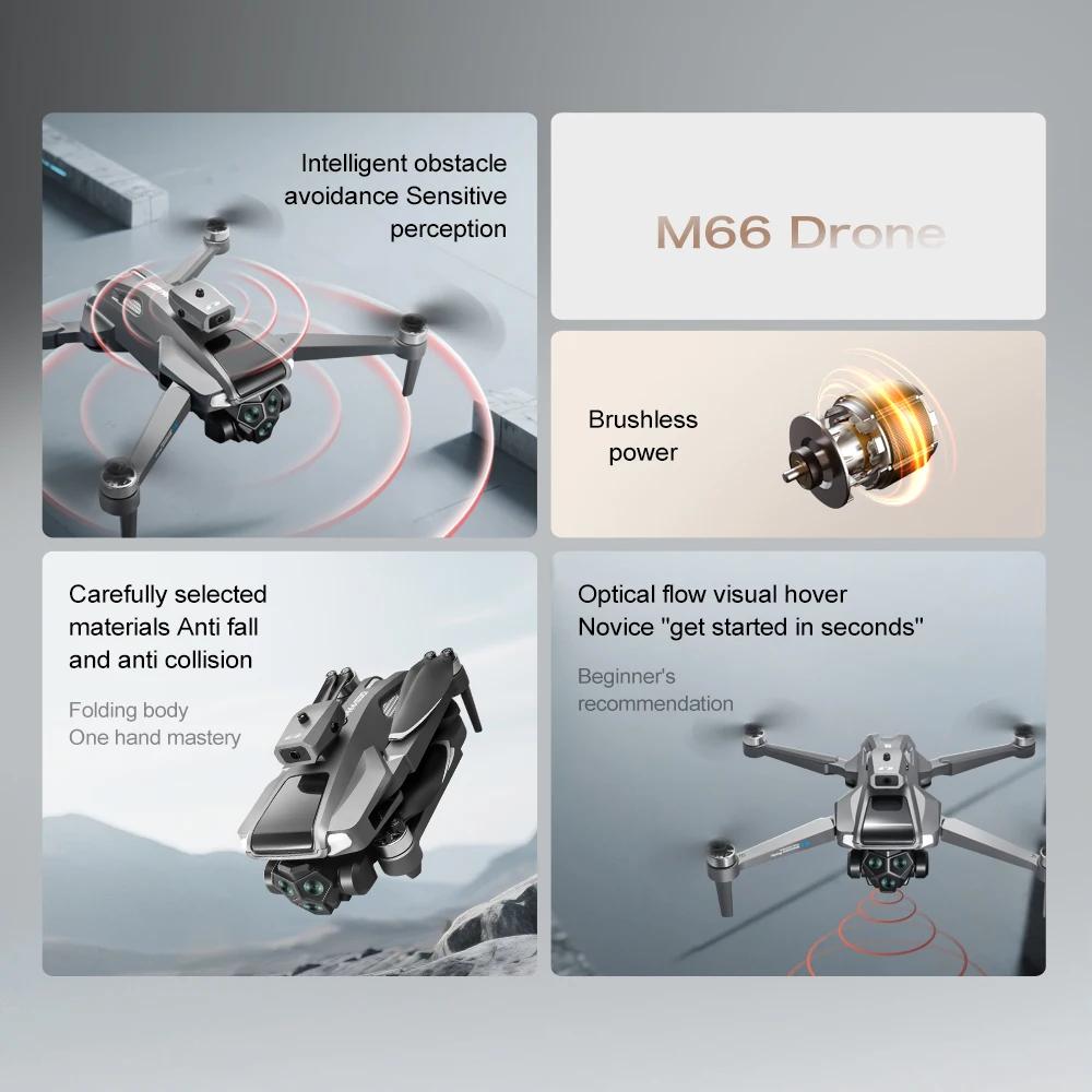 Nový M66 MAX Profesionálny Dron HD 3 Kamery Bezkefový 5G Vyhýbanie sa prekážkam Optické Polohovanie Prúdením Skladací Rc Kvadrokoptéra Displej Hračka Darček