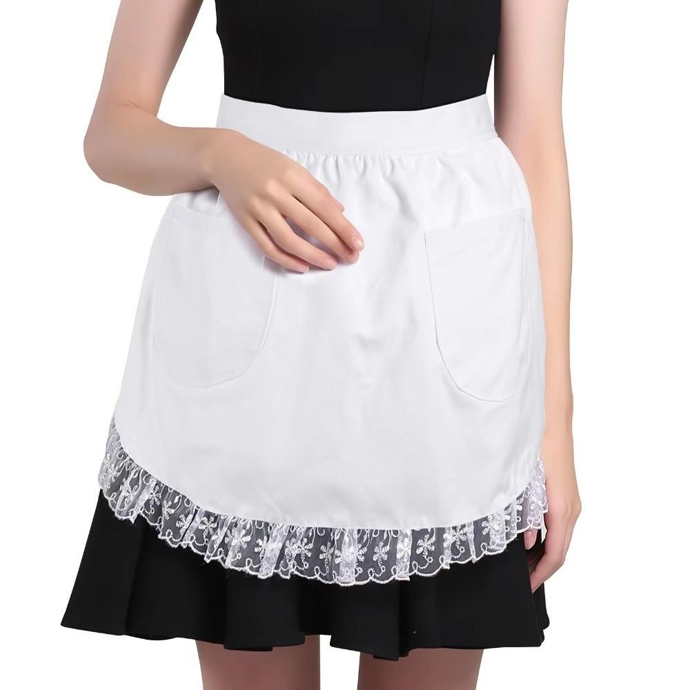 Vintage Half Waist Apron with Two Pockets Short Apron Sexy Lolita Pinafore for Women