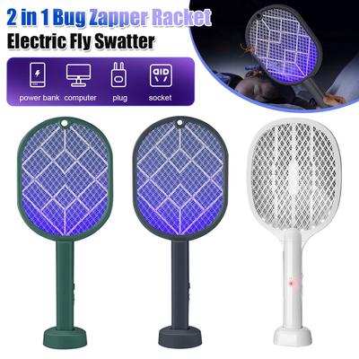 2 In 1 Bug Zapper Racket Handheld Electric Fly Swatter Fly Killer and Mosquito Trap Lamp for Home Office Backyard Patio Camping