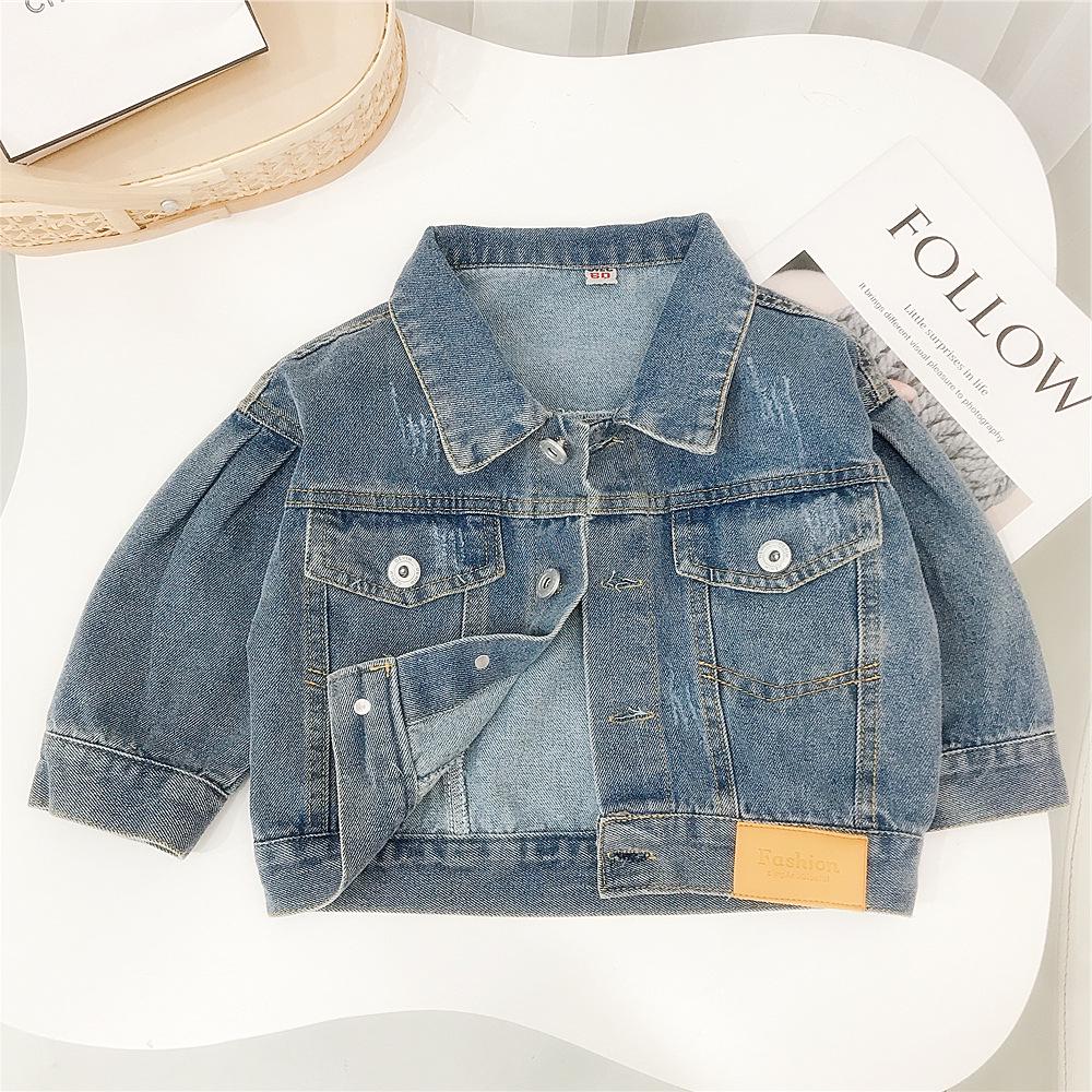 

Джинсовая куртка для девочек - новый весенний детский повседневный модный топ в корейском стиле 80 cm