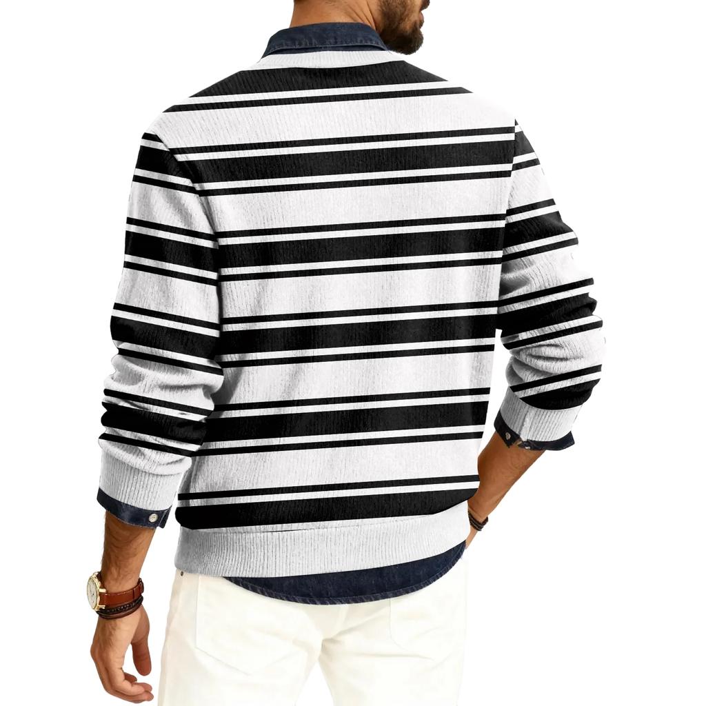 Men's Round Neck Long Sleeve Ribbed Knit Pullover
