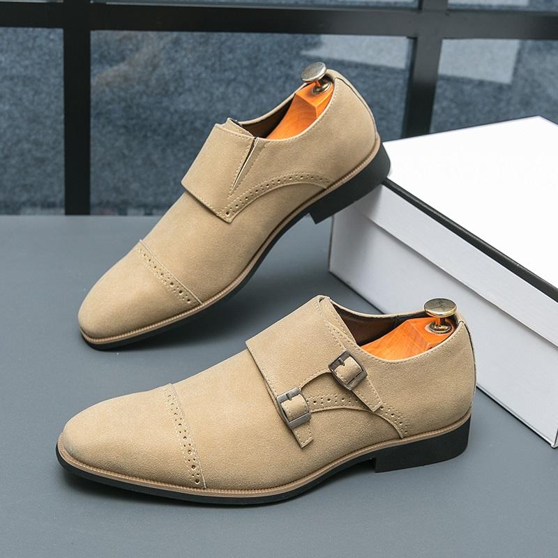 Fashion Men's Pointed Retro Monk Strap Loafter Patent Leather Casual Shoes Luxury Designer Male Formal Wedding Dress Homecoming Footwear