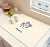 Cream Style Flower Dish Drying Mat Super Absorbent Kitchen Draining Mat Non Slip Coffee Bar Drain Pad Tableware Decor Rug