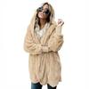 Autumn Winter Double Fleece Cardigan Jacket Women Solid Color Long Sleeve Plush Warm Hooded Lady Jacket Oversized Outerwear