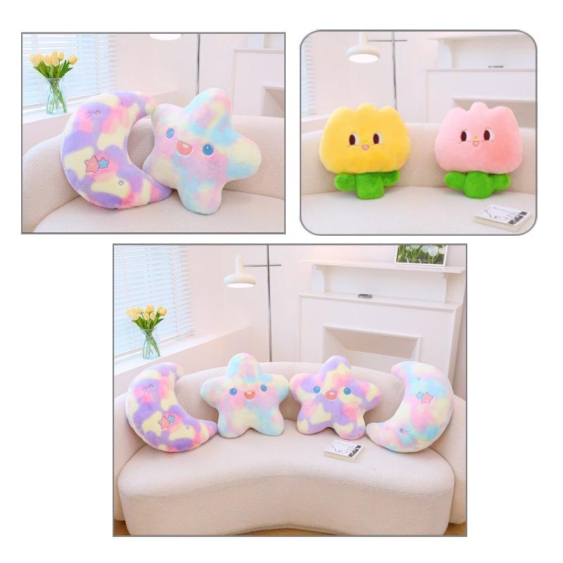 Cute Plush Moon And Star Sleeping Pillow For Girls