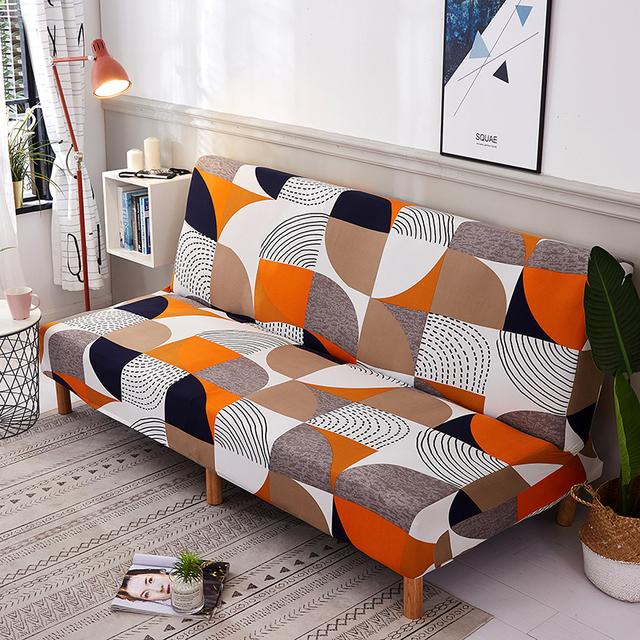 Folding Sofa Furniture Bed Cover Sofa Protective Covers Spandex Stretch Elastic Material Double Chair Cover Slipcovers Living Space Geometric Print