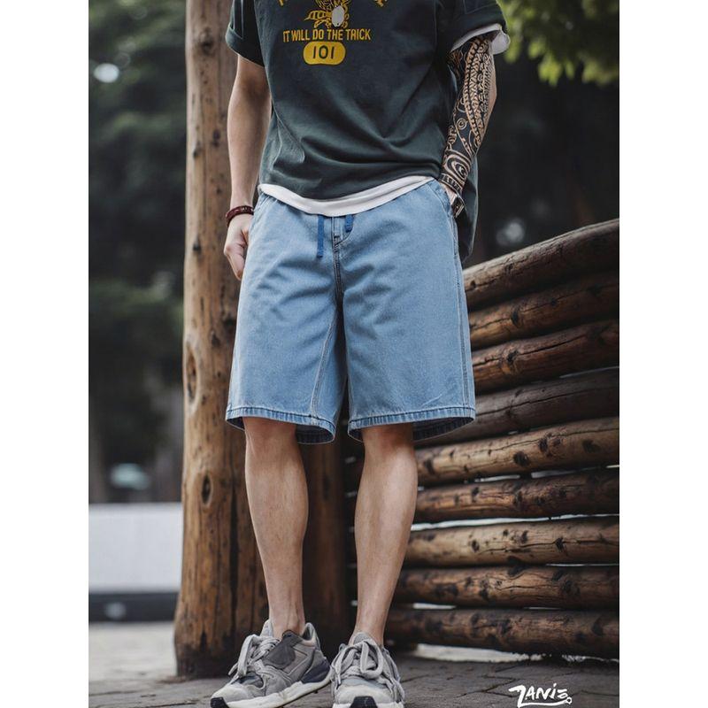 American vintage Cotton Fashion Brand Demin shorts Men's Summer Loose Fifth Pants Foreign Trade Men's Cotton Casual Pants
