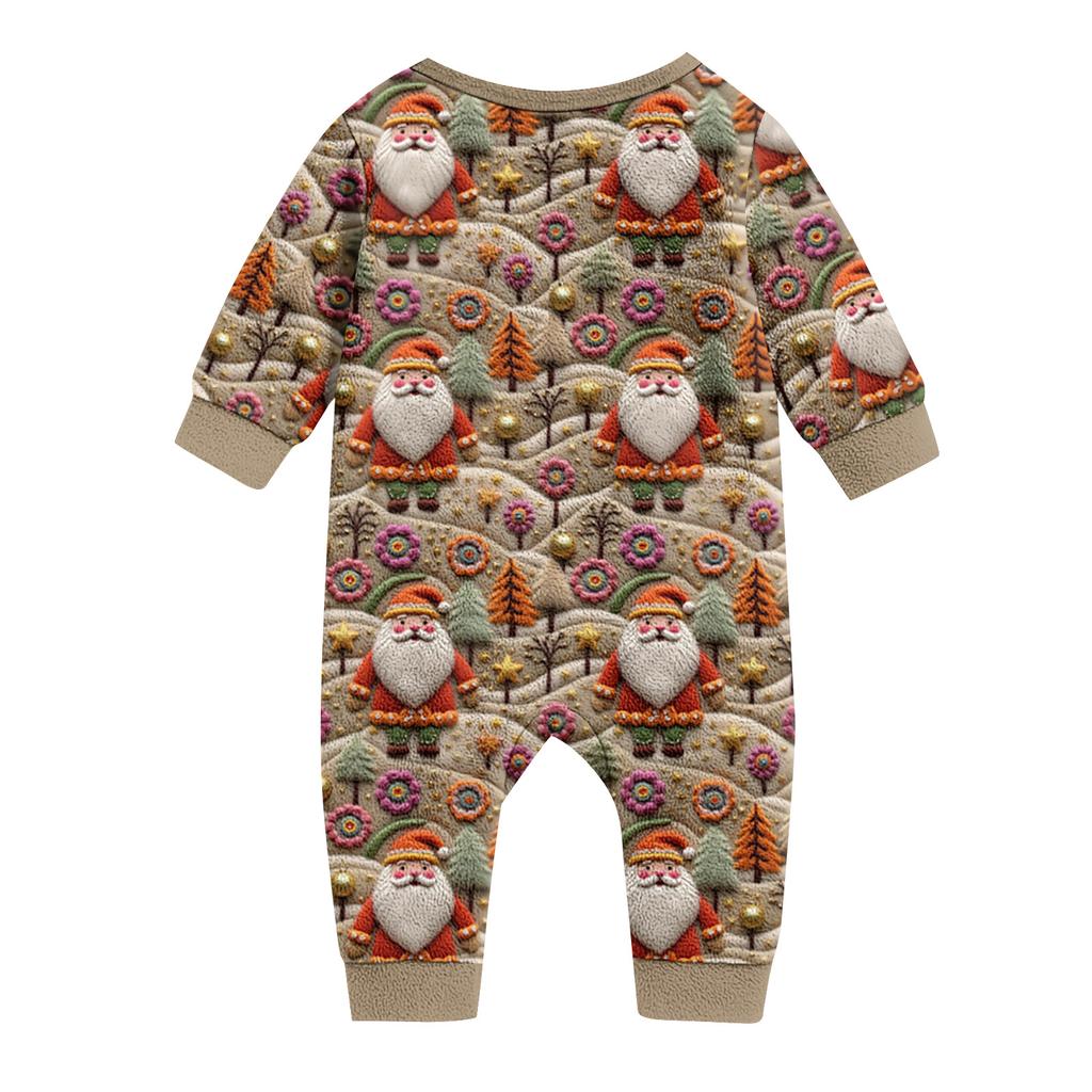 Set de pijama din flanelă cu imprimeu de Crăciun coordonat pentru familie, cu bluză cu mânecă lungă și pantaloni