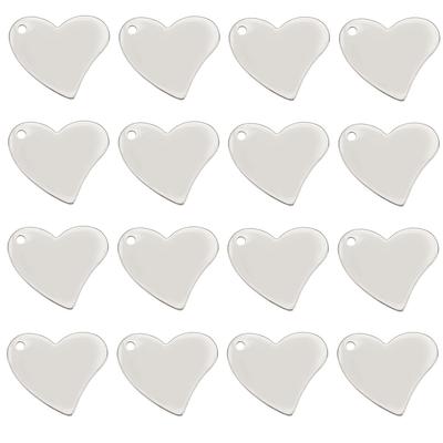50Pcs 304 Stainless Steel Pendants, Heart, Stamping Blank Tag, Stainless Steel Color, 18x19.5x0.6mm, Hole: 1.6mm