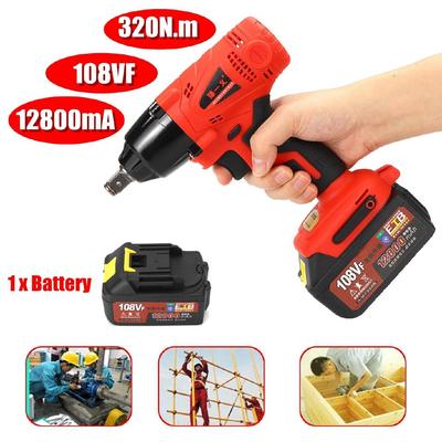 108VF 12800Ah Li-ion Electric Impact Wrench 320Nm High Torque Impact Wrench Cordless Power Tool