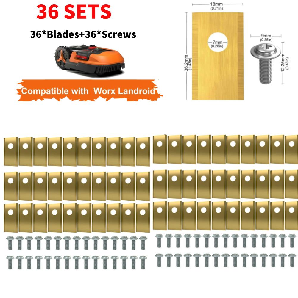 90-18x Lawn Mower Cutting Blade Set Stainless Steel Single Hole Lawn Mower Blade Blade Screws Kit for Worx Landroid Lawn Mowers