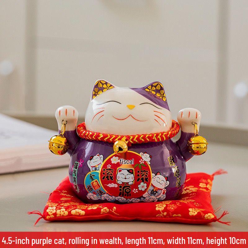 Lucky Cat Ceramic Decor: Creative Japanese Fortune Cat Small Piggy Bank - Ideal Gift for Store Openings