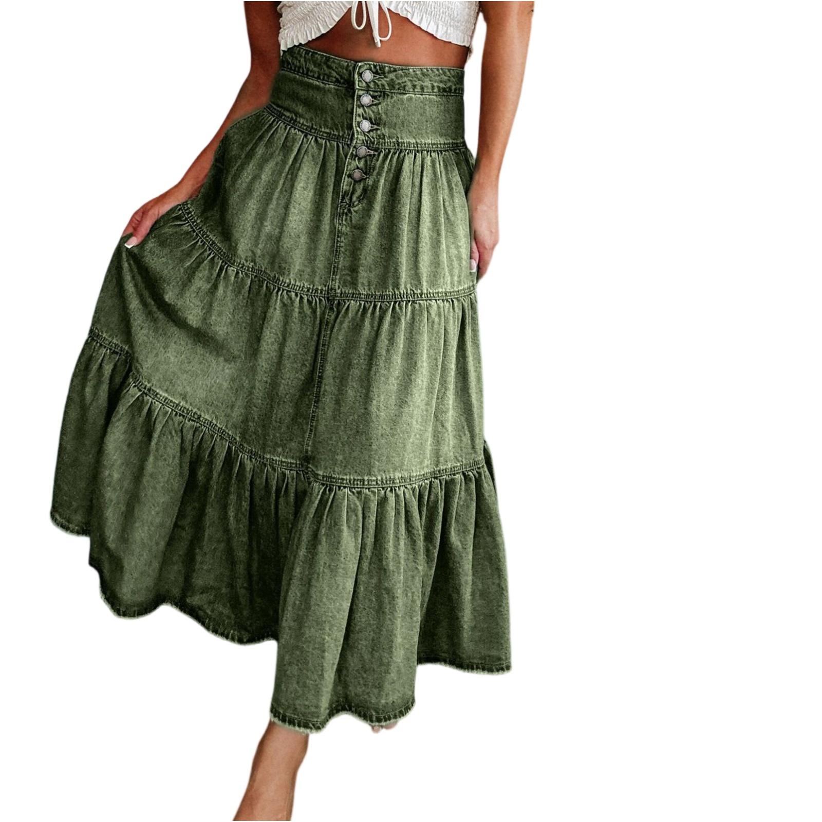 Женская Модная Цветная Длинная Юбка А-силуэта с Завышенной Талией и Складками, Юбка-получехол M