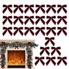 24 Pieces Christmas Tree Velvet Bows Wine Red Christmas Bow Vintage Ornaments Suitable For Flower Garlands Gift Packaging Crafts