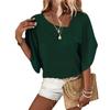 Camicetta semplice con collo asimmetrico solido, camicetta elegante a mezza manica per la primavera e l'estate, abbigliamento da donna