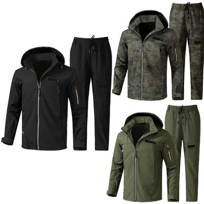 Men's Fleece Jacket Suit Windproof And Waterproof Outdoor Cold Proof Warm Cotton Jacket Thickened Suit