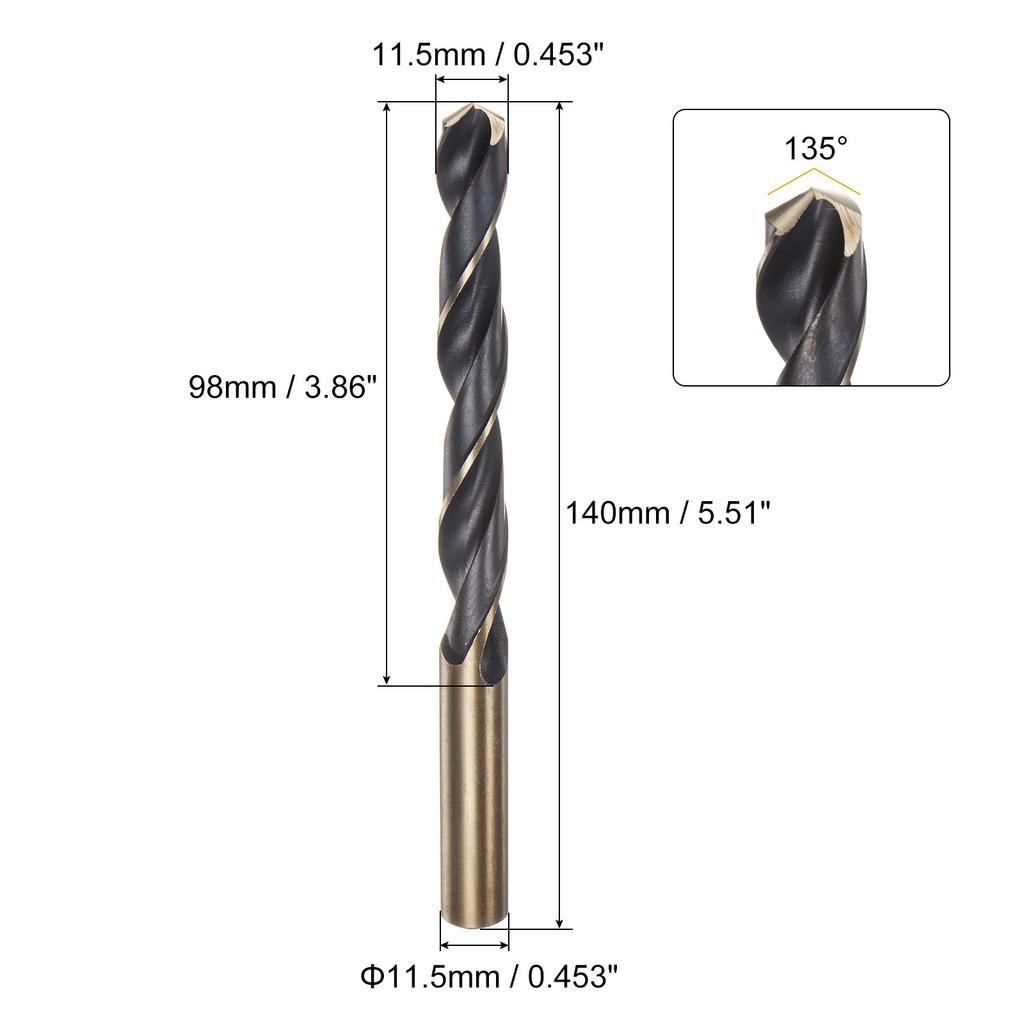 2pcs High Speed Steel Twist Jobber Drill Bit 7/8/9/10/11/12/13mm Titanium Nitride Coated M2 for Handheld Drills Drilling Machine