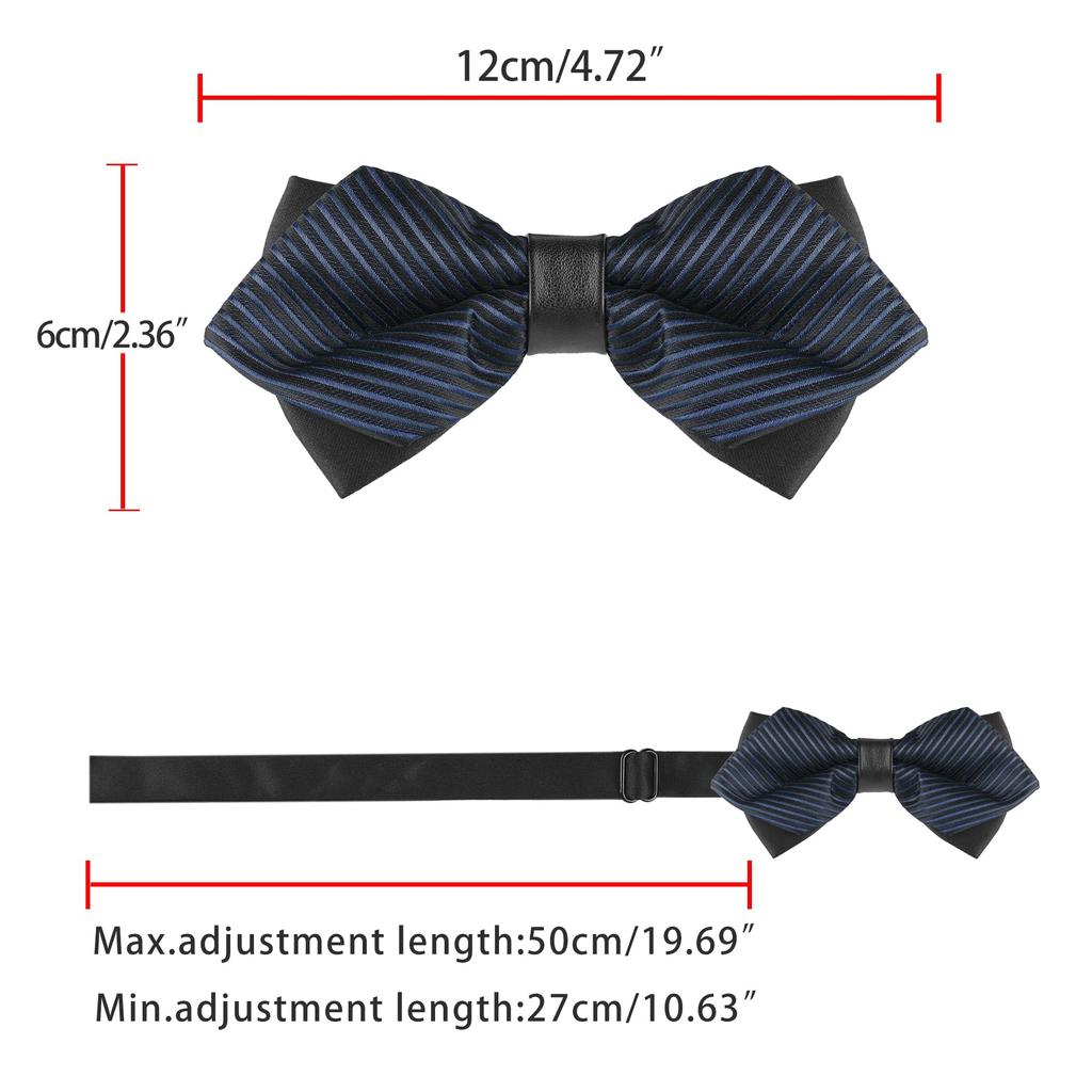 [Allegra K] Bow Tie, Striped, Pointed, Adult, Wedding, Party, Men's, Blue, Free Size