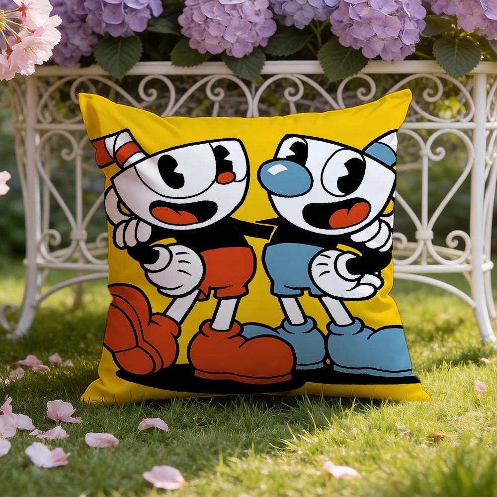 Cartoon C-Cuphead Cushion Cover Home & Car Dual-Scene Pillow Cover: Reversible for Premium Comfort