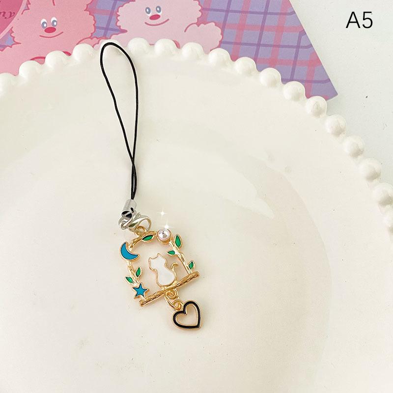 Cute Flower Phone Rope Keychain Pendant Phone Case Strap Women Girls Telephone Jewelry Anti-Lost Lanyard Hanging Cord Keychain