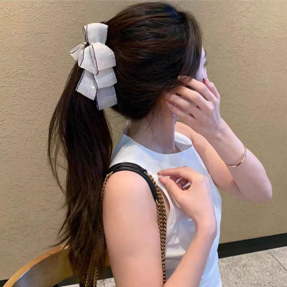 Mesh Tulle Bow Banana Clip Sweet Cute Bow Ponytail Clip Bowknot Hair Clip  Women Hair Accessories
