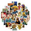 50-Piece Van Gogh & Mona Lisa Art Stickers Set - Waterproof, for Luggage, Phone, Water Cup.