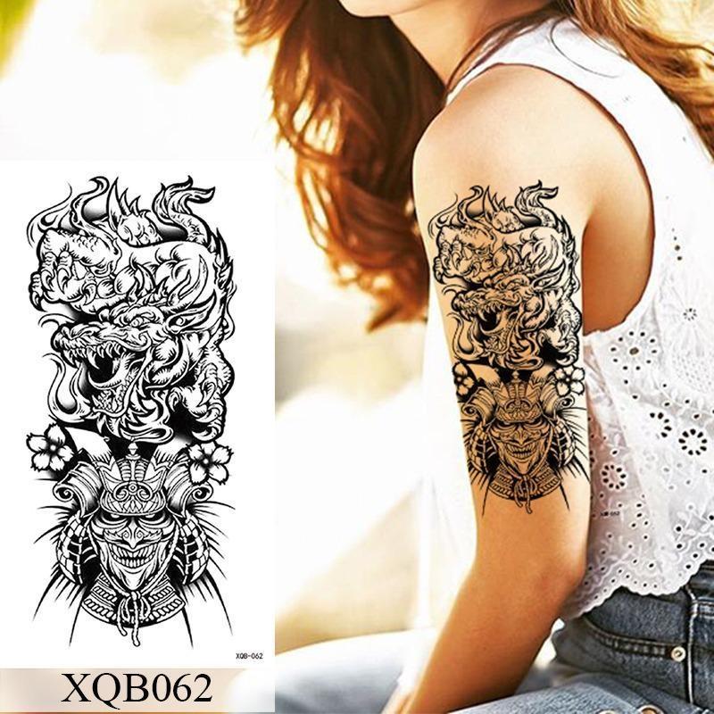 1 PC 210*114MM Waterproof Temporary Tattoo Sticker Spider Flash Tattoos Sanskrit Tiger Flower Body Art Arm Fake Tatoo For Women Men