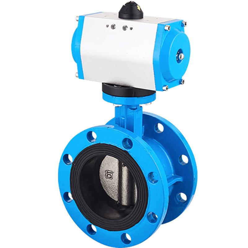 Deqi D641X3-16Q Pneumatic Flanged Soft Seal Butterfly Valve