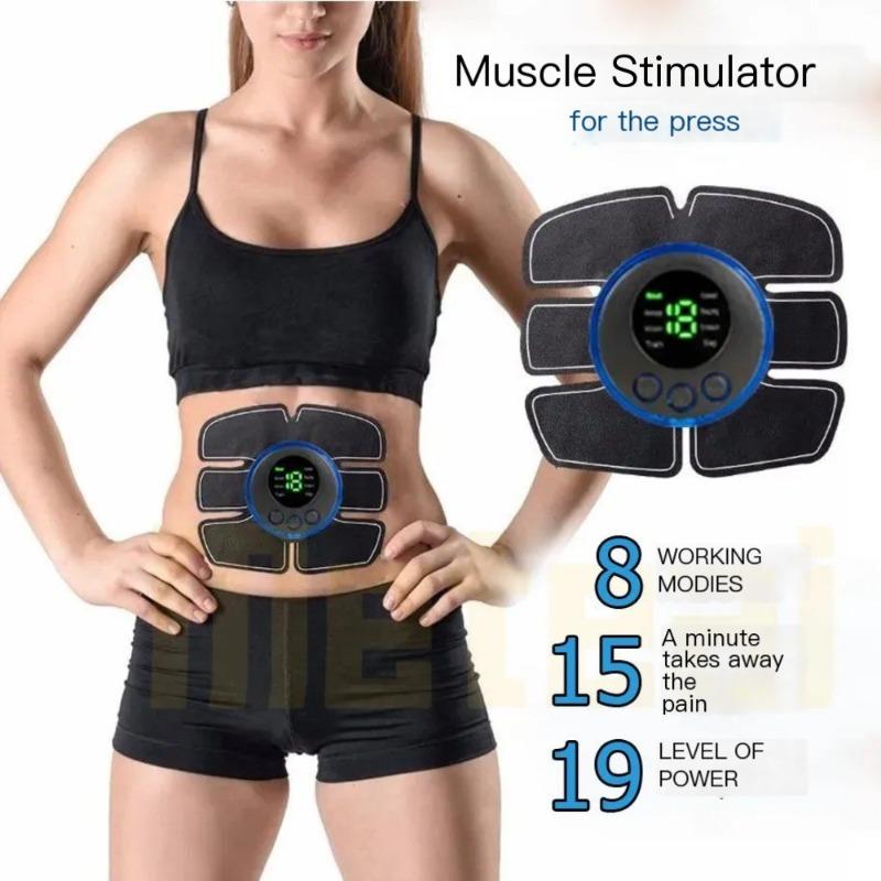 Abdominal Muscle Massager EMS Fitness ABS Arm Training Patches Muscle Exercise Instrument Body Slimming Machine USB Charging Home Men Women