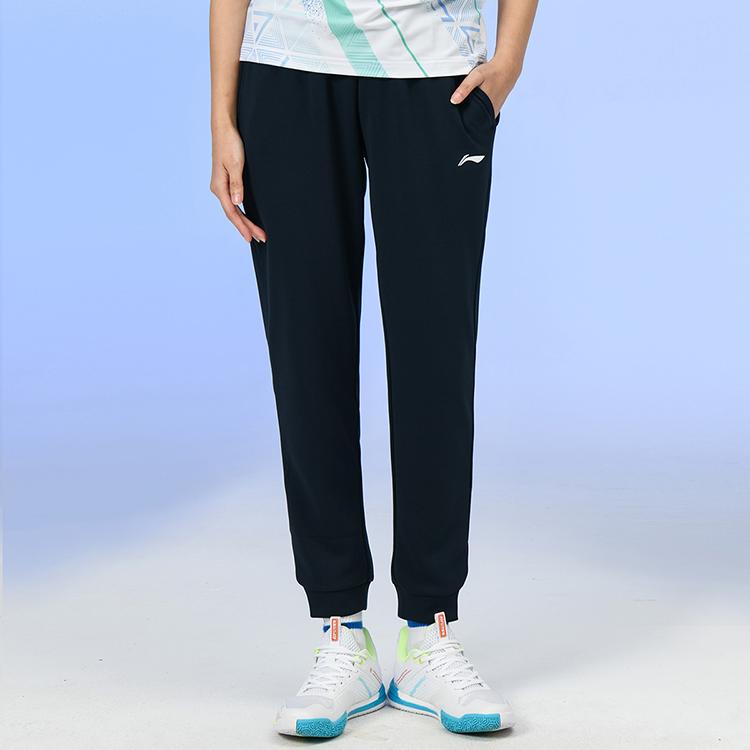 Li Ning Badminton Series Solid Color Logo Breathable Training Sports Nine-Point Pants Women Bottoms Black AKLS388-1
