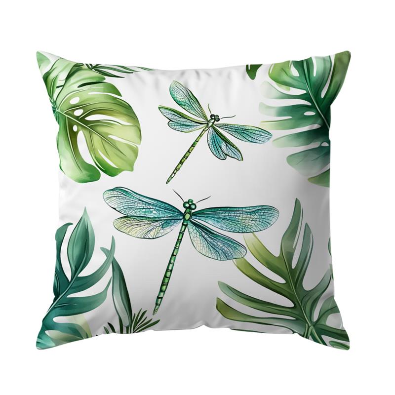 

Home Decor Tropical Dragonflies and Leaf Pattern Pillowcase Pattern Cushion Cover Suitable for Sofa Bedroom Car Pillow Cover 16x16Inch