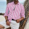 Spring and Autumn New Men's Versatile Tops Daily Casual Striped Lapel Long Sleeve Shirts