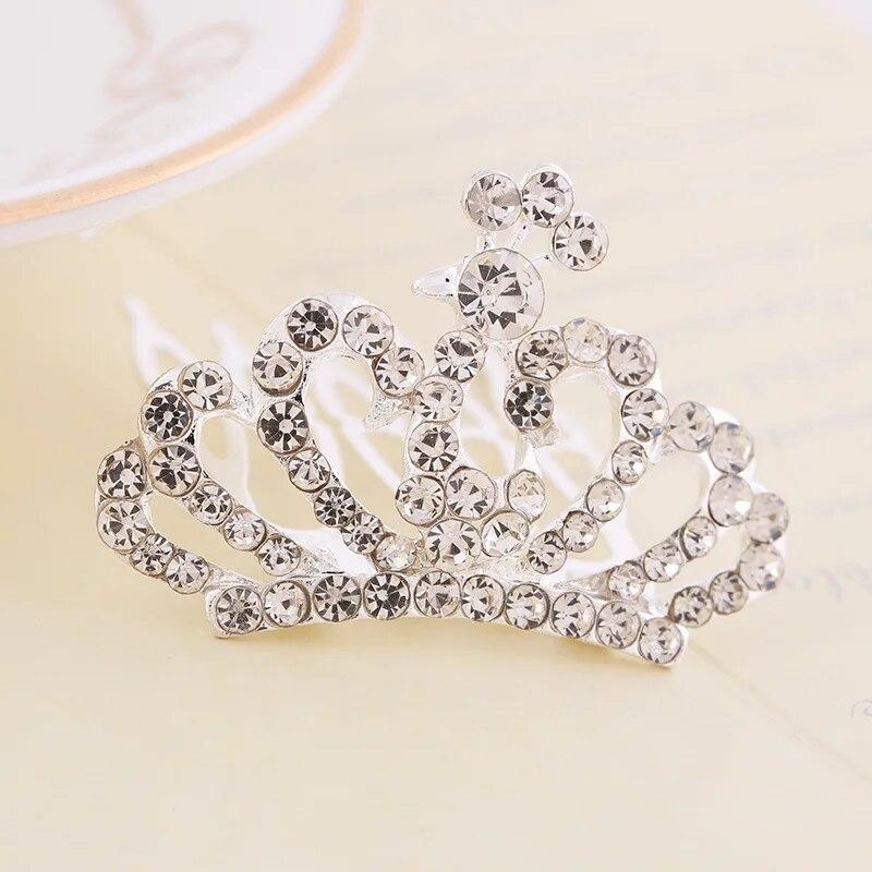 Tiaras com glitter para crianças, tiaras de cabelo com coroa 3D para meninas, bastões de cabelo de princesa para festival brilhante, acessórios para cabelo para meninas