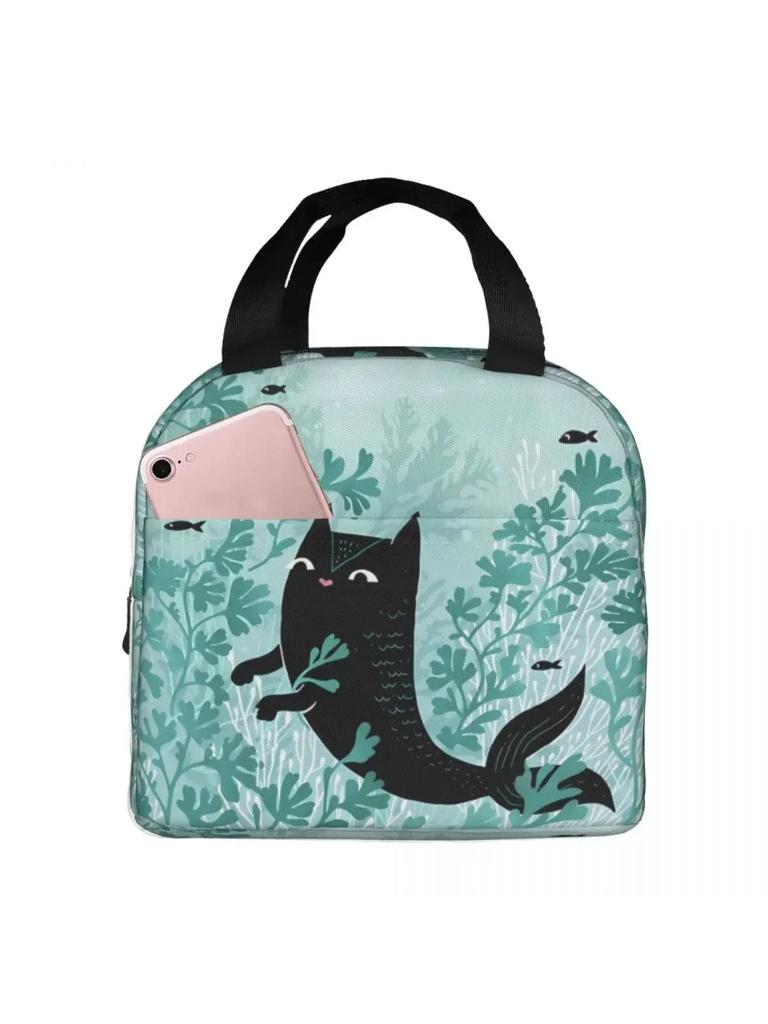 Blue Rhopalocera Flower Oxford Cloth Portable Bags Butterfly School Trip Lunch Hiking Debris Cooler Food Handbags