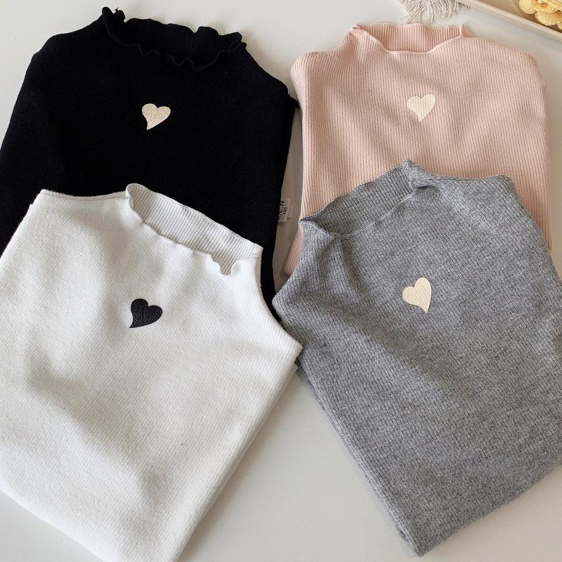 Girls' Velvet Long-Sleeve Mock Neck Base Layer Top